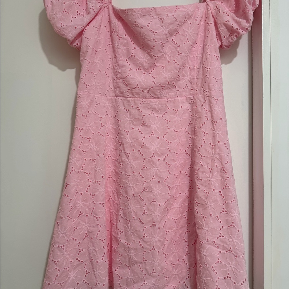 Altar'd State Pink Eyelet Midi Dress